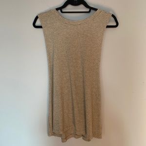 Striped, grey and white, open-back tank-top